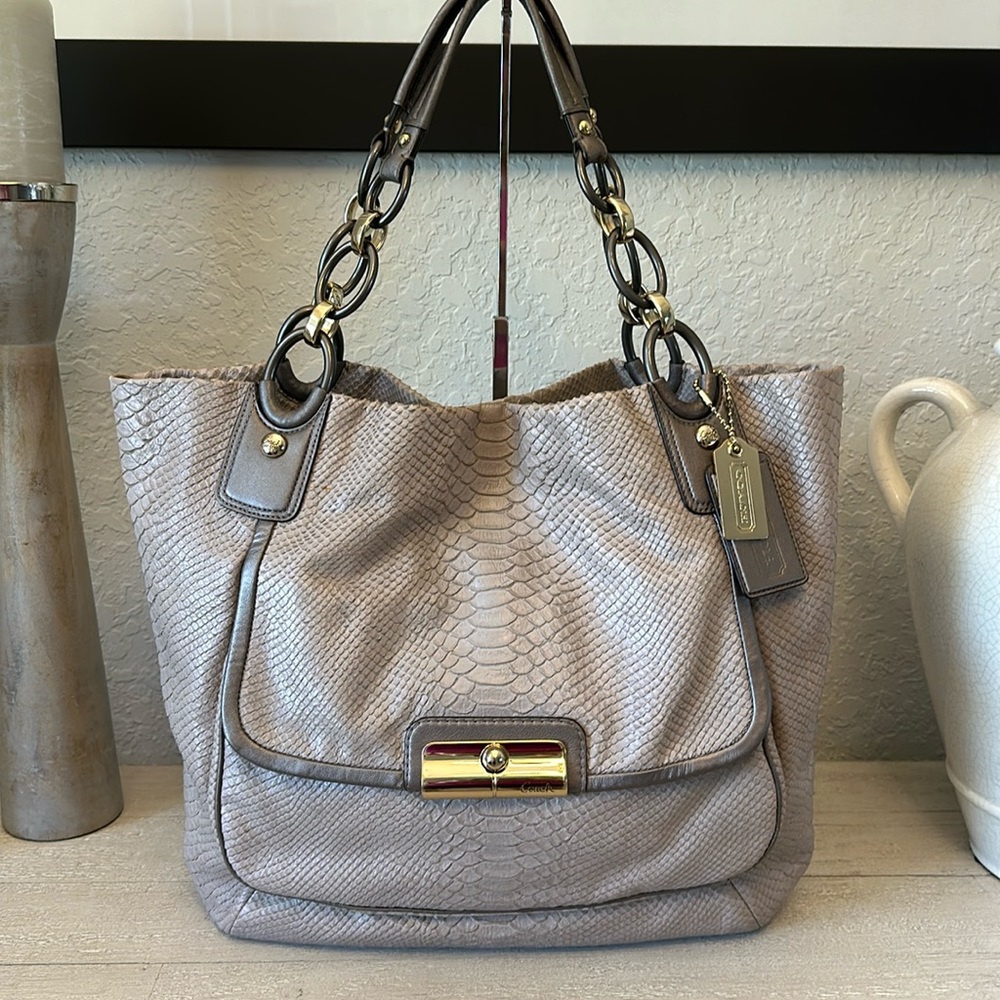 Coach Kristin Embossed Python Large North South Tote Style #16831